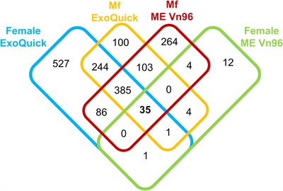 Identification of biomarker candidates for filarial parasite infections by analysis of extracellular vesicles